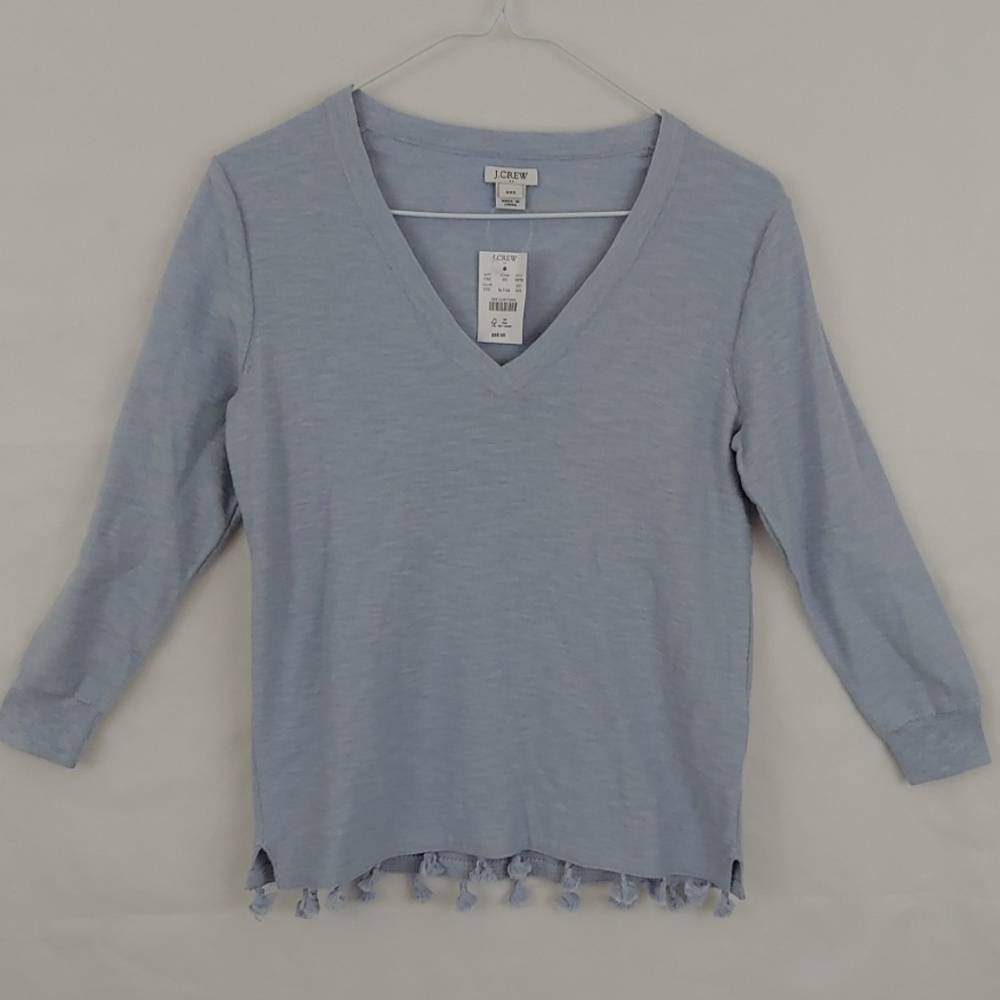 J Crew Blue Long Sleeve Tassels On Bottom Size XXS